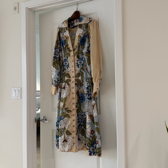 Farm Rio Sand Garden Scarf Long Sleeve Midi Dress - Picture 6 of 8